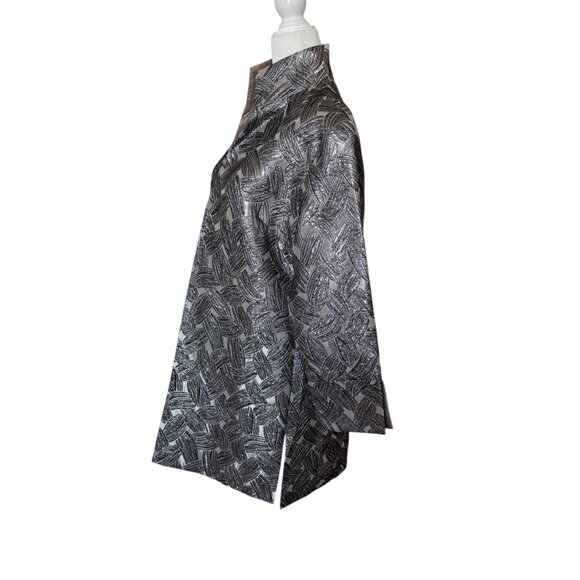 The Met OPERA Store Silver Coat Gunmetal Lame Black tie, wedding S - Picture 5 of 11